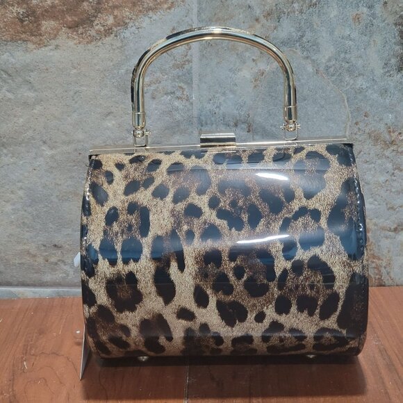 Leopard Print Round Barrel Shoulder Hand Bag - Picture 2 of 15